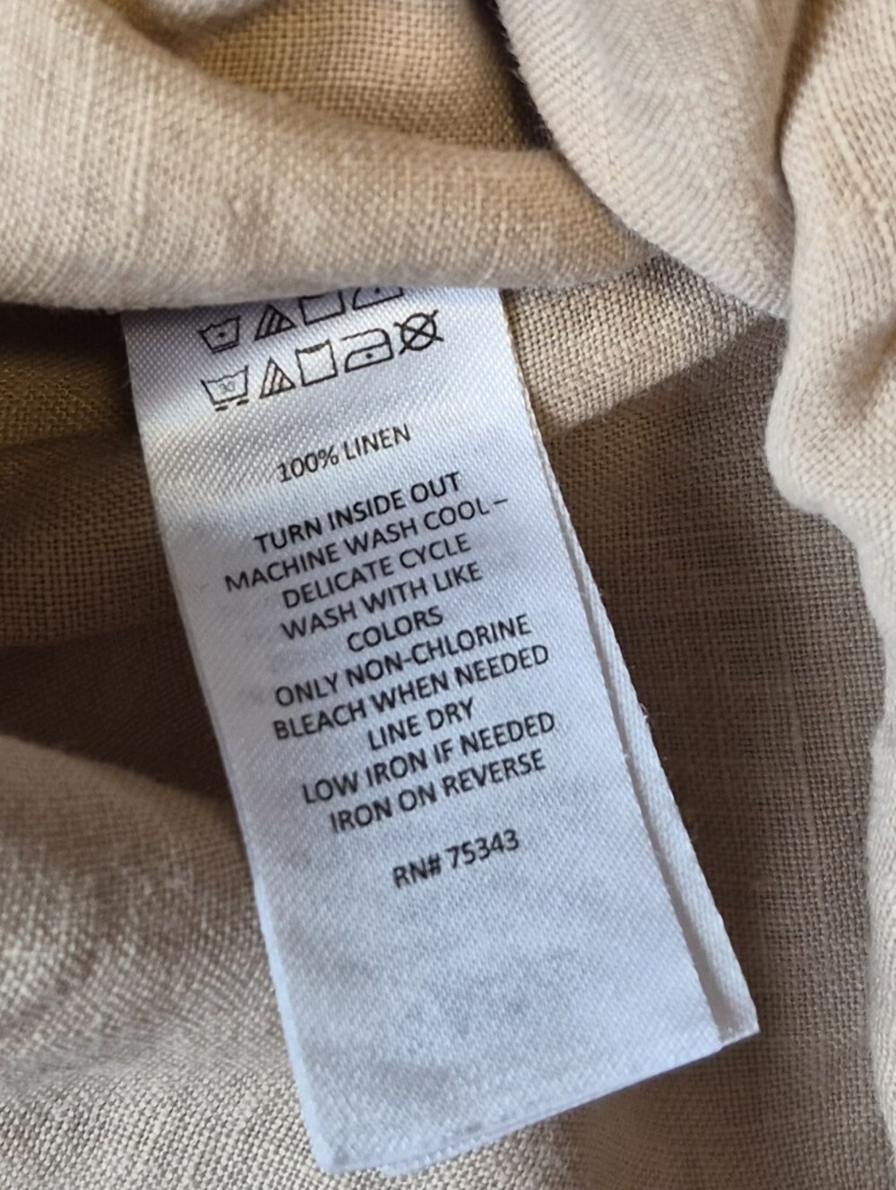 Joie 100% Linen Wide Leg Drawstring Pants Tan Beige Beachy Boho Coastal Size L - Picture 12 of 12